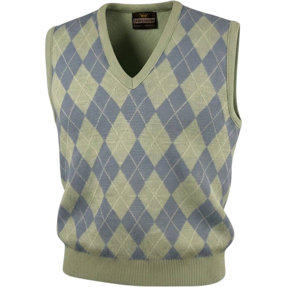 Sportswear Vintage Argyle Sweater Vest XL Green Blue Orlon Acrylic Made in USA
